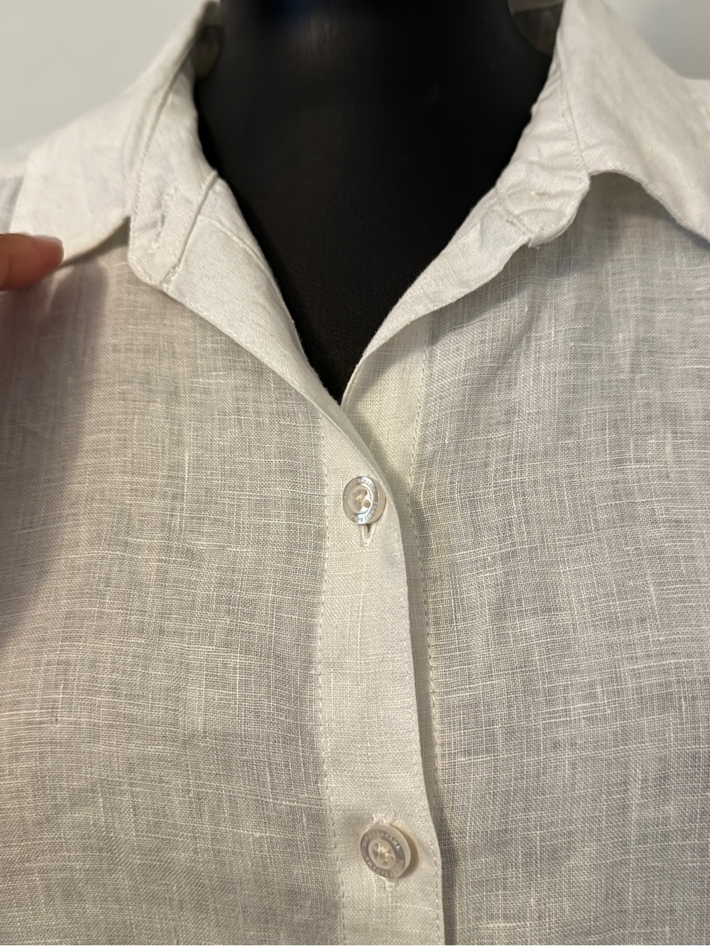 Tommy Bahama White Linen Button-Front Midi Dress with Tropical Hem Size M - Picture 3 of 11
